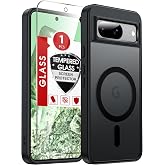 LeYi for Pixel-8 Case [MagSafe Fit] Full Body Protection Translucent, Black | Compatible for Google Pixel 8 Case with Screen Protector, Frosted Translucent Soft-Touch Skin Funda para Pixel 8