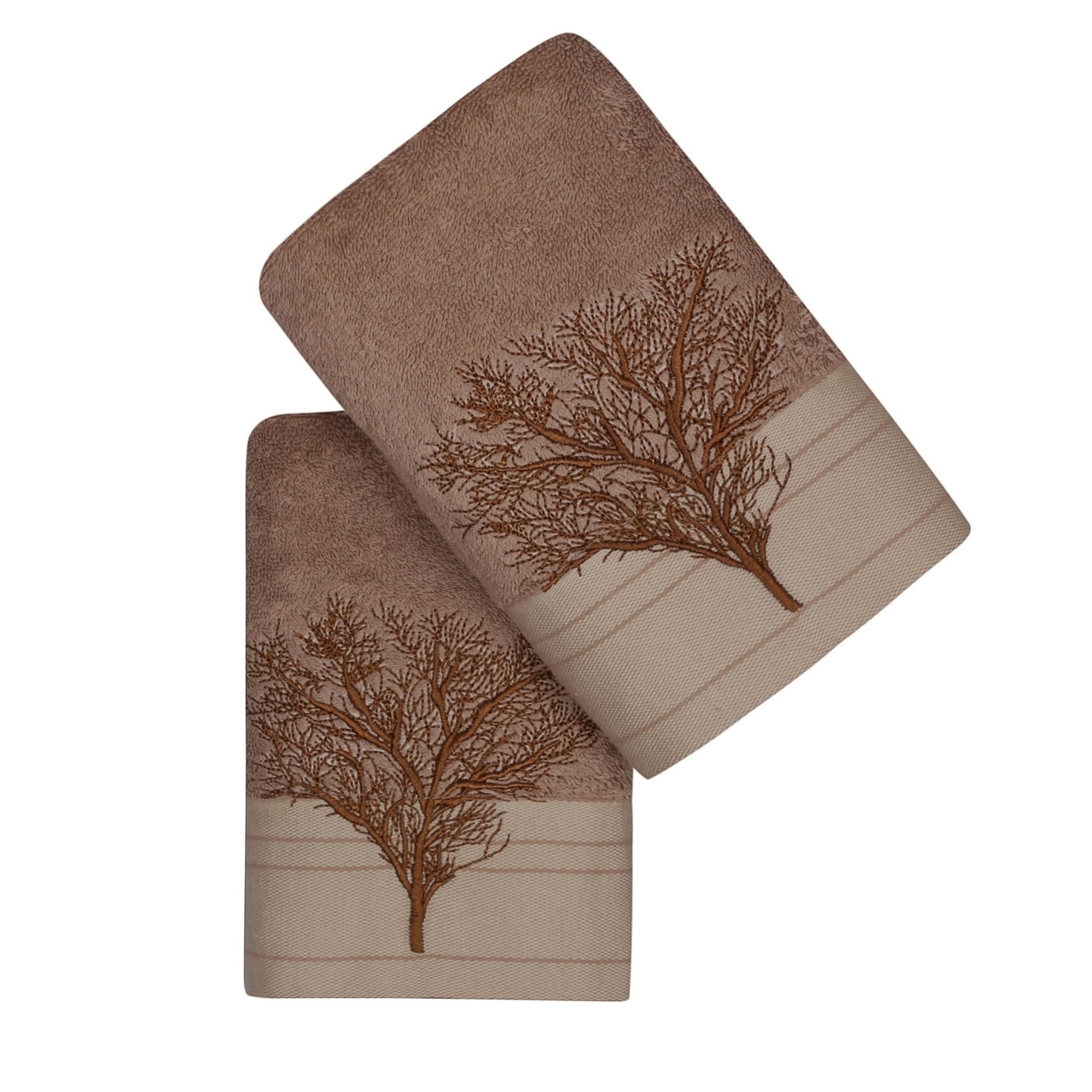 WELL HOME MOBILIARIO & DECORACIÓN Hand Towel Set (2 Piece) Light Brown & Cream