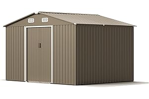 Gotland 10FT x 8FT Metal Storage Shed for Outdoor with Design of Lockable Slide Doors and Air Vent, Tiny House Utility and Tool Storage for Garden, Backyard, Patio Lawn