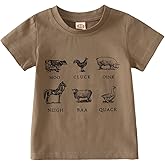 Toddler Baby Boys Girls Farm Shirt Cute Animals Graphic Short Sleeve T-Shirt Kids Funny Letter Print Summer Tee Tops