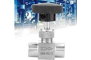 SIMLUG 1/4 Needle Valve Stainless Steel, BSPP Female Thread Straight Needle Valve for Water Gas Oil Transmission