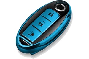 Tukellen Compatible with Nissan Key Fob Cover Soft TPU Key Case for Infiniti X-Trail Rogue Altima Quest Pathfinder Sentra Patrol CIMA Fuga Armada Teana Murano 3 Buttons Key Shell-Blue