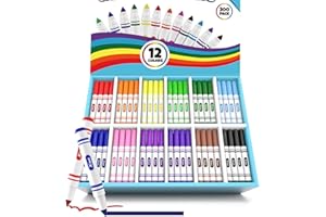 Washable Markers Bulk 300-Count for Classroom, XSG 12 Color Bulk Markers Pack withBroad Line Conical Tip Coloring, Non-Toxic 