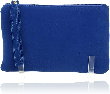 royal blue suede clutch purse