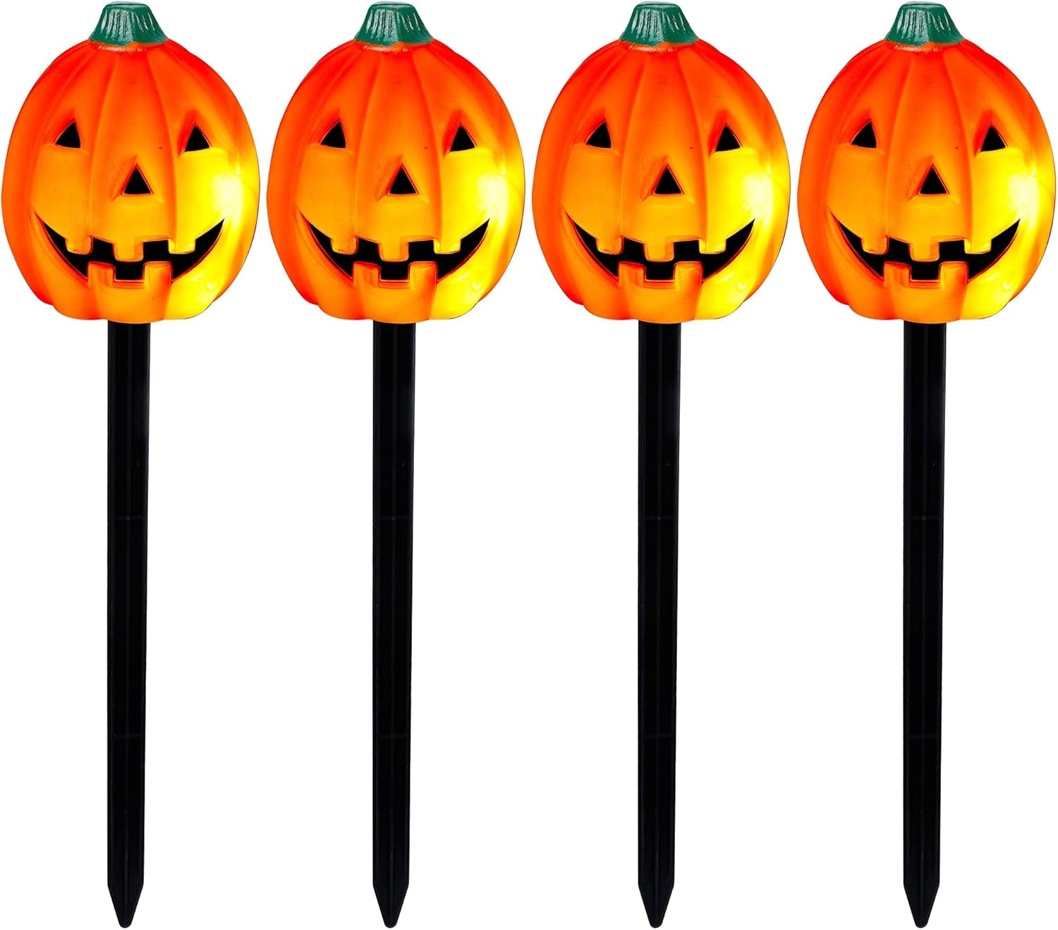 Decorative Garden Stakes - Twinkle Star Halloween Decorations 4 Pcs Jack-o-Lantern Garden Stakes, 15.75 Inch 20-Count High-Voltage Bulb Lighted Pumpkins, Light Up DIY Pumpkin Stake Garden Yard Tree Indoor Outdoor Ornament