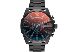 Diesel Men's Mega Chief Stainless Steel Bracelet, Silicone or Leather Band Watch with Analog or Digital Movement