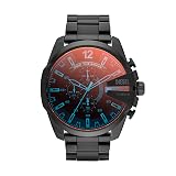 Diesel Mega Chief Watch for Men, Stainless Steel Chronograph Men's Watch, Color: Black