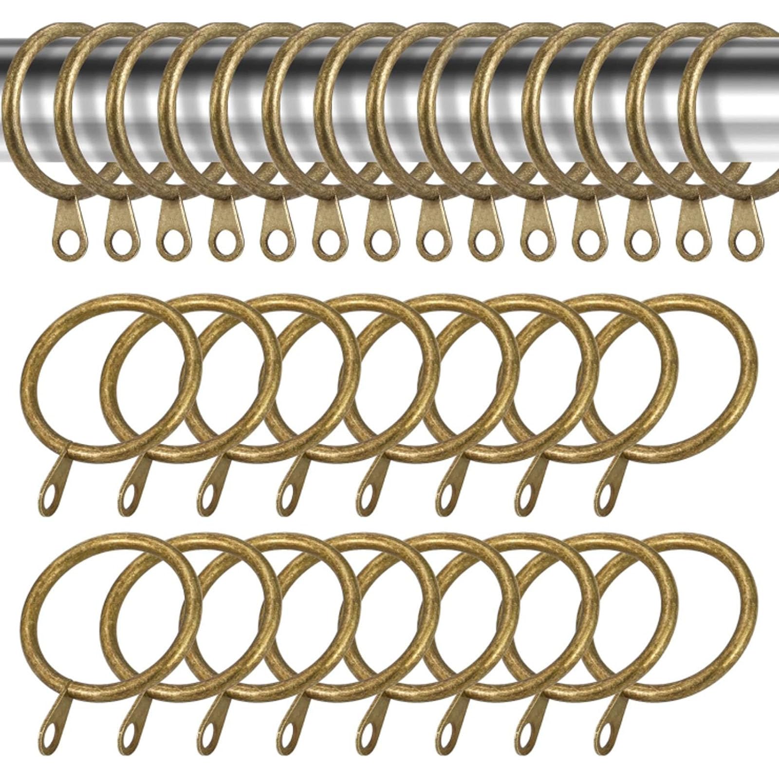 TA-VIGOR 28Pcs Metal Curtain Rings, 45mm Internal Diameter Drapery Ring, Drape Sliding Eyelet Rings Hanging Rings for Curtain Poles Drapery Pole Antique Bronze