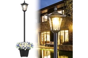 Suponar 72" Solar Lamp Post Light, Solar Pole Light Outdoor Waterproof, Solar Light Post Outside for Porch Yard Driveway Garden Patio Decor, Warm White