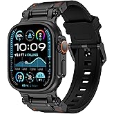 FULLIFE Designed for Apple Watch Band Apple Watch Ultra 3/2/1 49mm for Men, Silicone Rubber Bands with Metal Connector for Apple Watch Series 11/10 46mm, 9/8/7 45mm, SE2/SE 6/5/4 44mm, 3/2/1 42mm