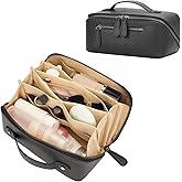 Divvia Travel Makeup Bag Large Capacity Cosmetic Bags for Women Waterproof Make up Organizer Toiletry Bag Open Flat Portable with Divider with Handle Pouch (Black, 2L)