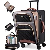 LOVEVOOK Carry on Luggage 22x14x9 Airline Approved, Large Waterproof Carry on Suitcase with 3 Packing Cubes,Lightweight Softside Underseat Travel Luggage with 360° Wheels,Laptop Compartment,TSA Lock