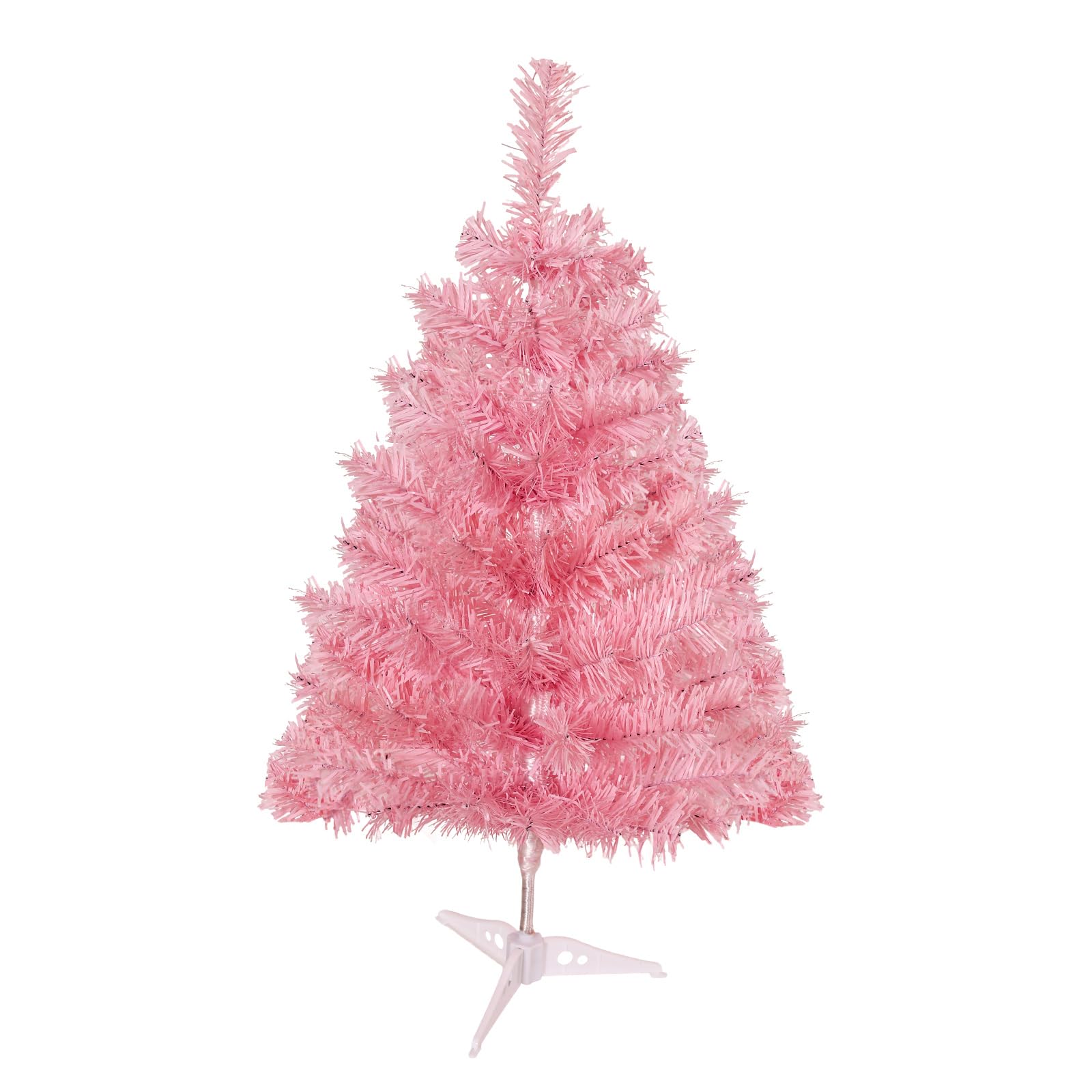 Photo 1 of 2ft Pink Artificial Christmas Tree,Mini Tabletop Xmas Pine Tree with 80 Branch Tips and Plastic Stand for Indoor and Outdoor Decoration