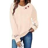 FAYALEQ Valentines Sweatshirt Women Love Heart Graphic Long Sleeve Shirt Cute Valentine's Day Pullover Top