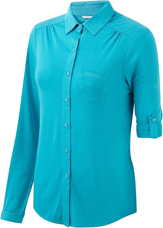 Craghoppers Women's Kaile Trek Long Sleeved Walking Shirt Lagoon 20 UK