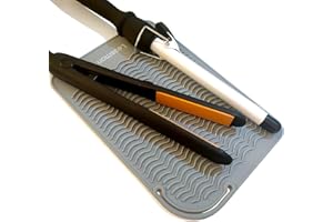 LESSMON Large Heat Resistant Mat for Curling Irons, Hair Straightener, Flat Irons and Hair Styling Tools 11" x 7.5", Grey