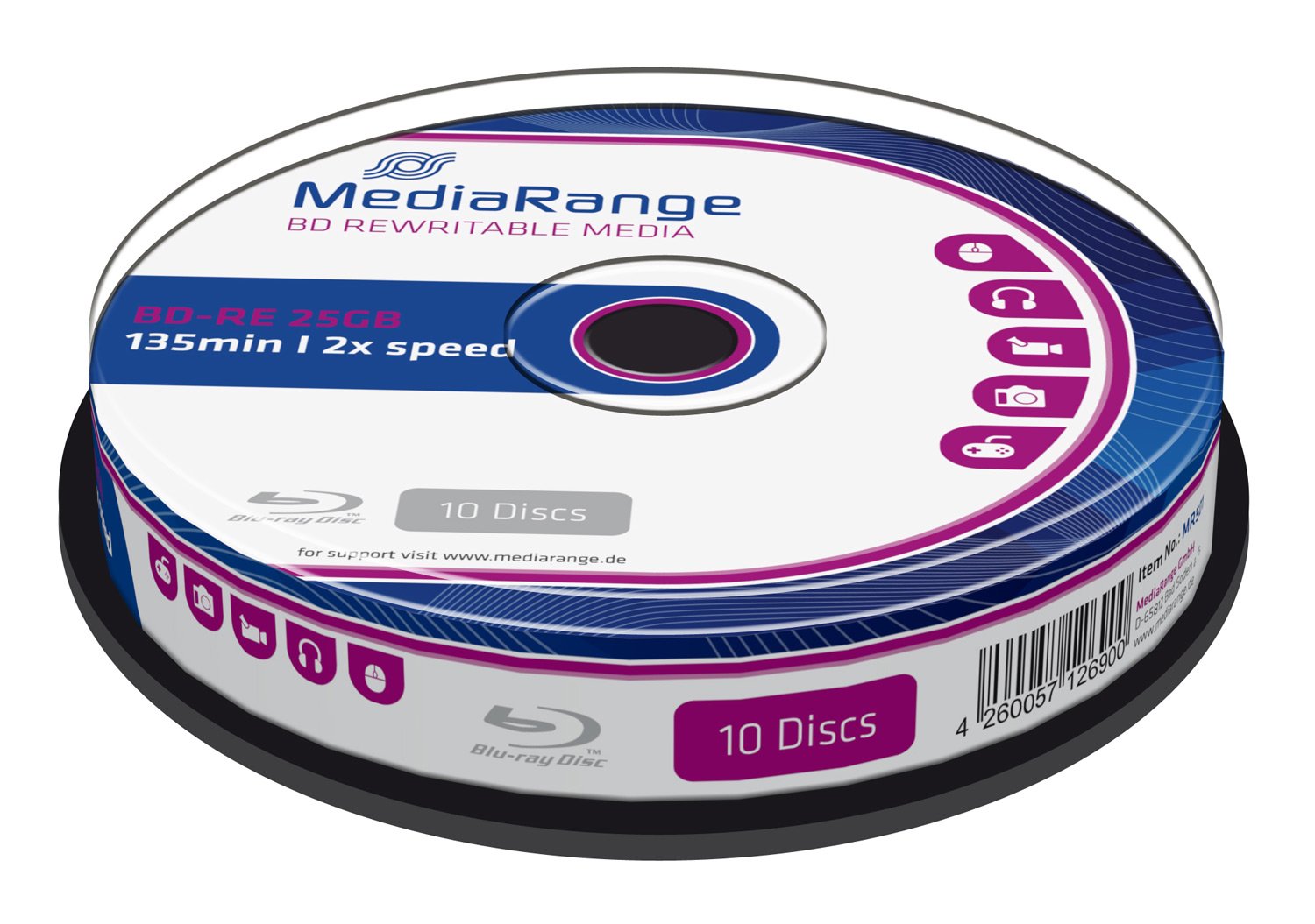 MediaRange MR501 BD-RE 25GB 2x (10) CB Cake Box rewritable