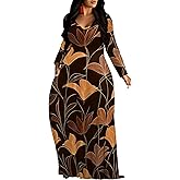 Plus Size Maxi Long Dress Fall Winter Clothes Sexy Outfits for Women Printed Loose Cute Dress