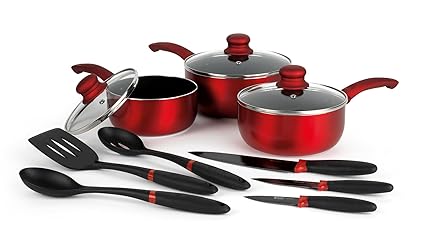 Russell Hobbs Bw04665 9 Piece Kitchen Pan Utensil And Knife Combo