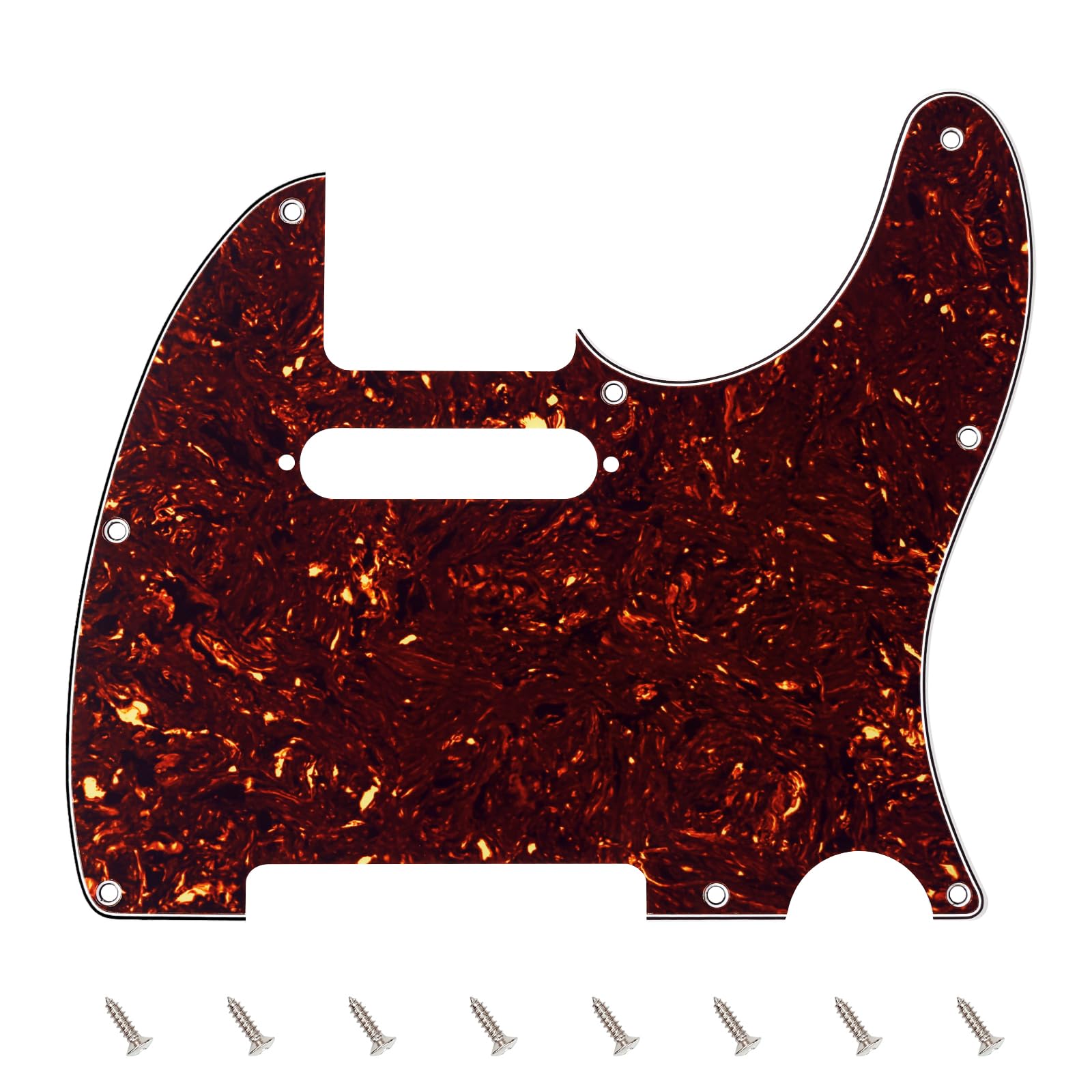 Banworks 4 Ply Tele Pickguard 8-Hole Electric Guitar Pickguard Scratch Plate for USA/Mexican Modern Style Standard Tele Telecaster JT/HB-03 Dark Brown Tortoiseshell