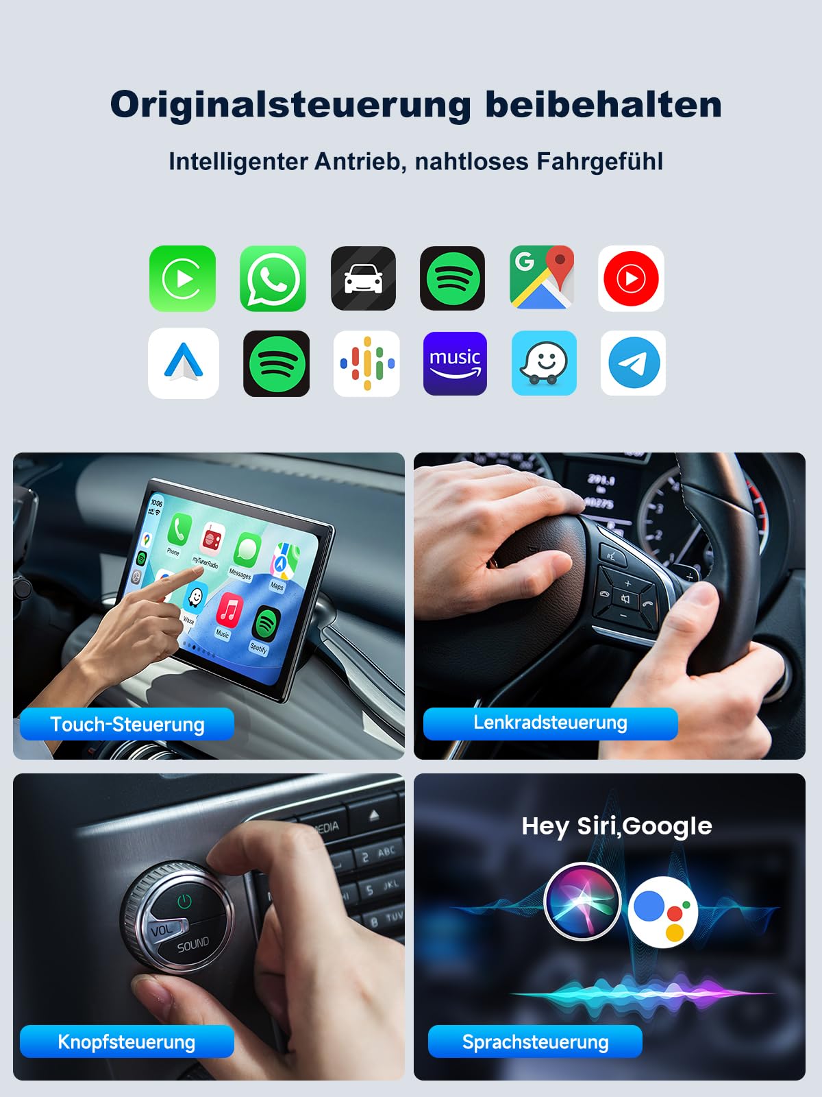 Carlinkit Mini Ultra Wireless CarPlay & Android Auto Adapter, Konvertieren Sie werkseitig kabelgebunden auf Wireless, USB-A/USB-C Schnelle Verbindung für iOS 10+ & Android 11+, Plug & Play Car Play 7