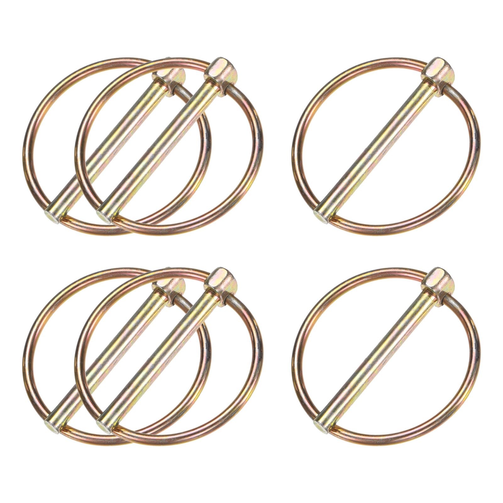 M METERXITY 6-Pack 3/16" Linch Pin with Ring, 1-3/4" Carbon Steel Lynch Pin Trailer Pins for Boat/Truck/Tractor/Trolley/Lawn Mower, Lock Clips Fastener Pin [5x45mm, Colored Zinc]