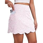 M MOTEEPI Skorts for Woman with Pockets 16" Golf Athletic Skirts Scalloped Hem Tennis Skirt Dressy Casual