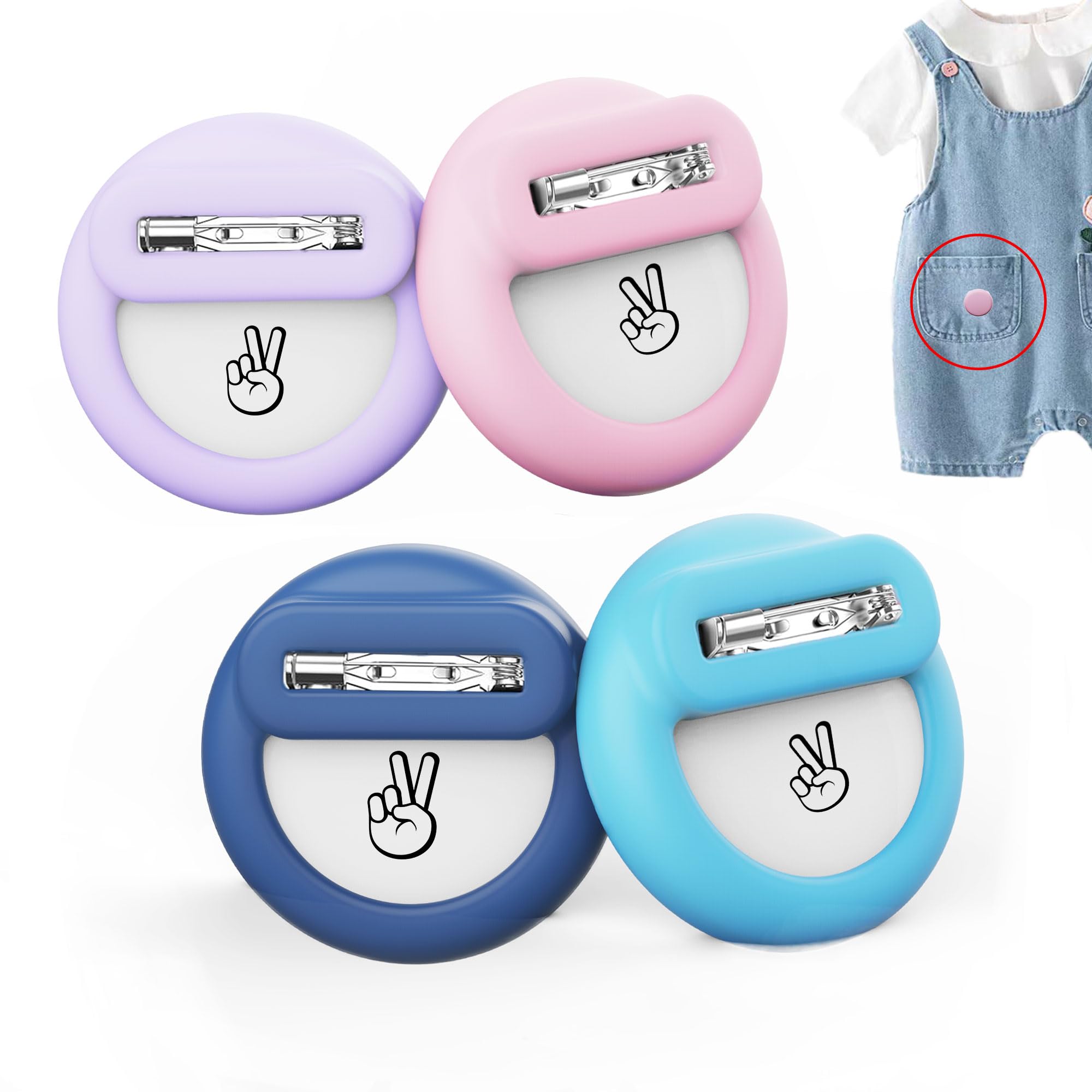 Photo 1 of Air Tag Holder for Kids (4 Pack), Hidden GPS Tracker Case with Invisible Pin for Airtag, Silicone Protective Cover for Toddlers, Children, Elderly, Cloth, Pants(Dark Blue+Sky Blue+Pink+Purple)