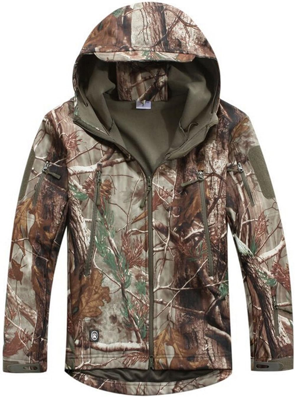 Jinmen Men's Outdoor Waterproof Camo Hooded Shark Skin Soft Shell Tactical Jacket