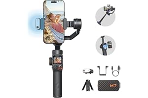 Hohem iSteady M7 Gimbal Stabilizer for Smartphone, Magnetic AI Tracker Fill Light, Detachable Touchscreen Remote Controller, Built-in Extension Rod, 500g Payload Gimbal Stabilizer for iPhone Android