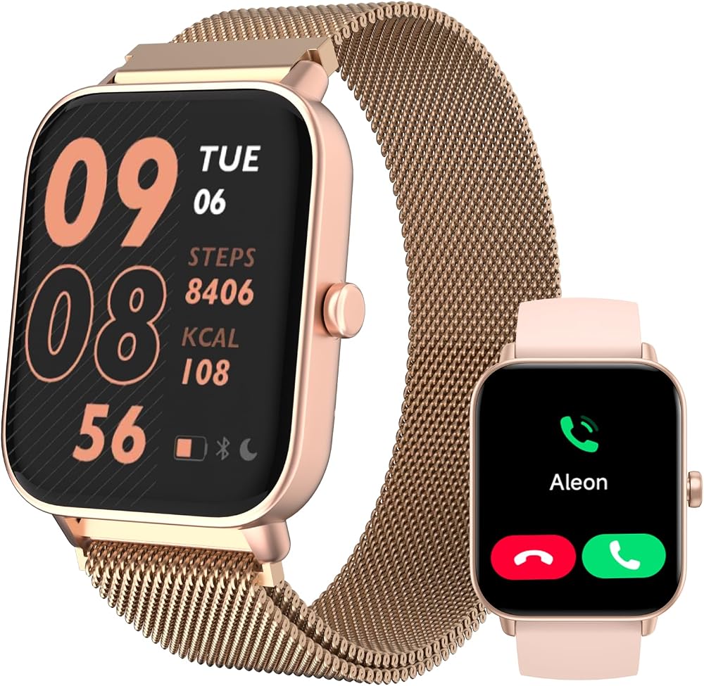 TOOBUR Smart Watch Women Alexa Built-in IP68 Waterproof 1.8" HD Call Heart Rate
