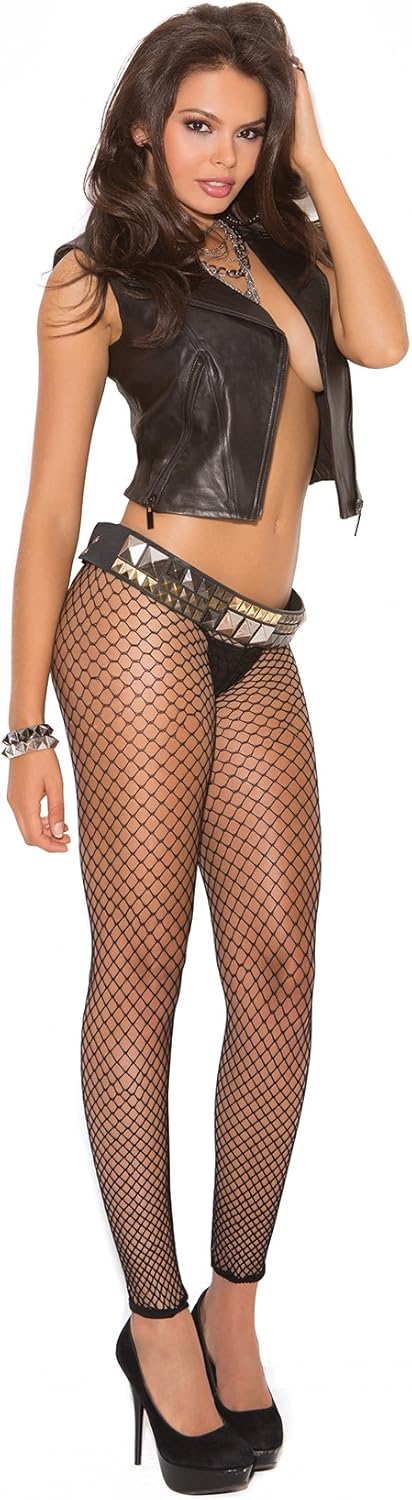 FENCE NET LEGGINGS. - ONE SIZE QUEEN - BLACK: Adult Exotic Hosiery: Clothing
