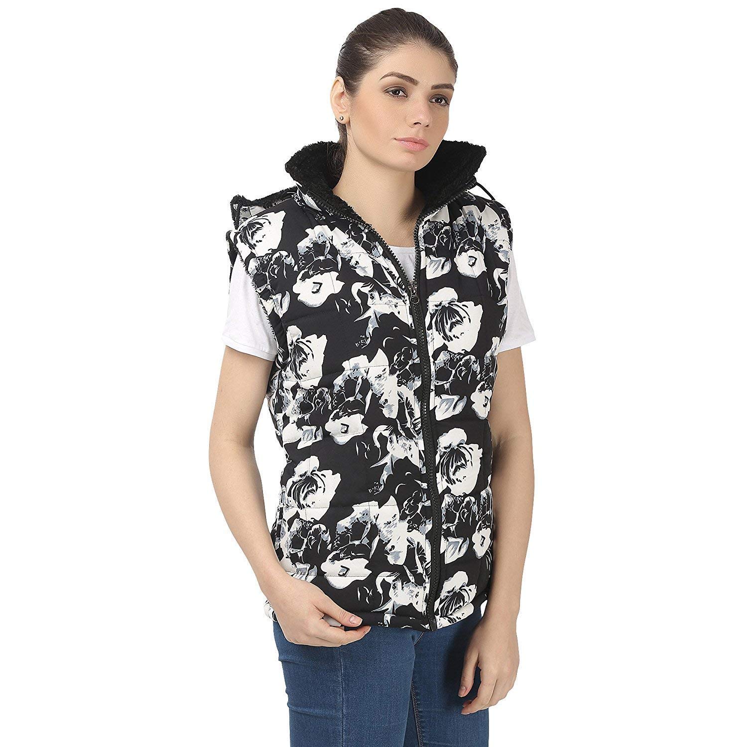my swag women's winter sleeveless hooded jacket