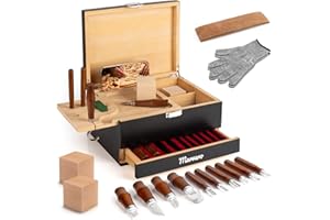 MARVERO 17-in-1 Wood Carving Kit - Wood Carving Tools Set -Wood Carving Knife Set, Whittling Knives Kit, Woodworking Kit Wood Carving Tools Set with Large Wood Boxes for Crafts (Black)