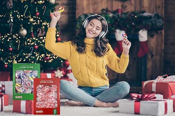 FRUIDLES CHRISTMAS CANDY CANES MINI’S SUCKERS, MULTICOLORED FRUITY FLAVOR, INDIVIDUALLY WRAPPED, 2″ INCH, NET WT 4.42OZ (125G) (100-PACK)
