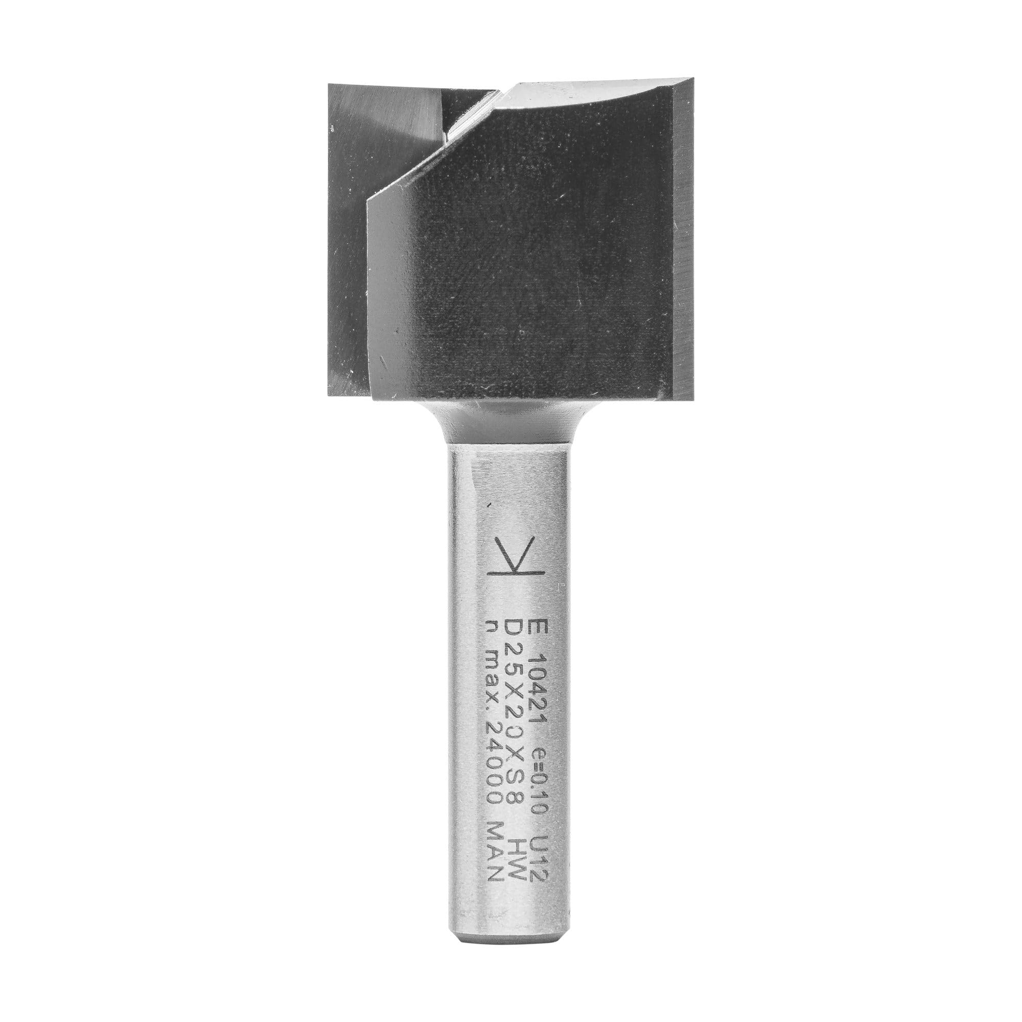 ENT 10421 Straight Cutter Tungsten Carbide TC, Shank (S) 8 mm, Diameter (D) 25 mm, NL 20 mm, SL 32 mm, GL 52 mm — image 1