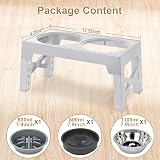 Polegas 3-in-1 Elevated Dog Bowl Stand with Slow Feeder White view 7