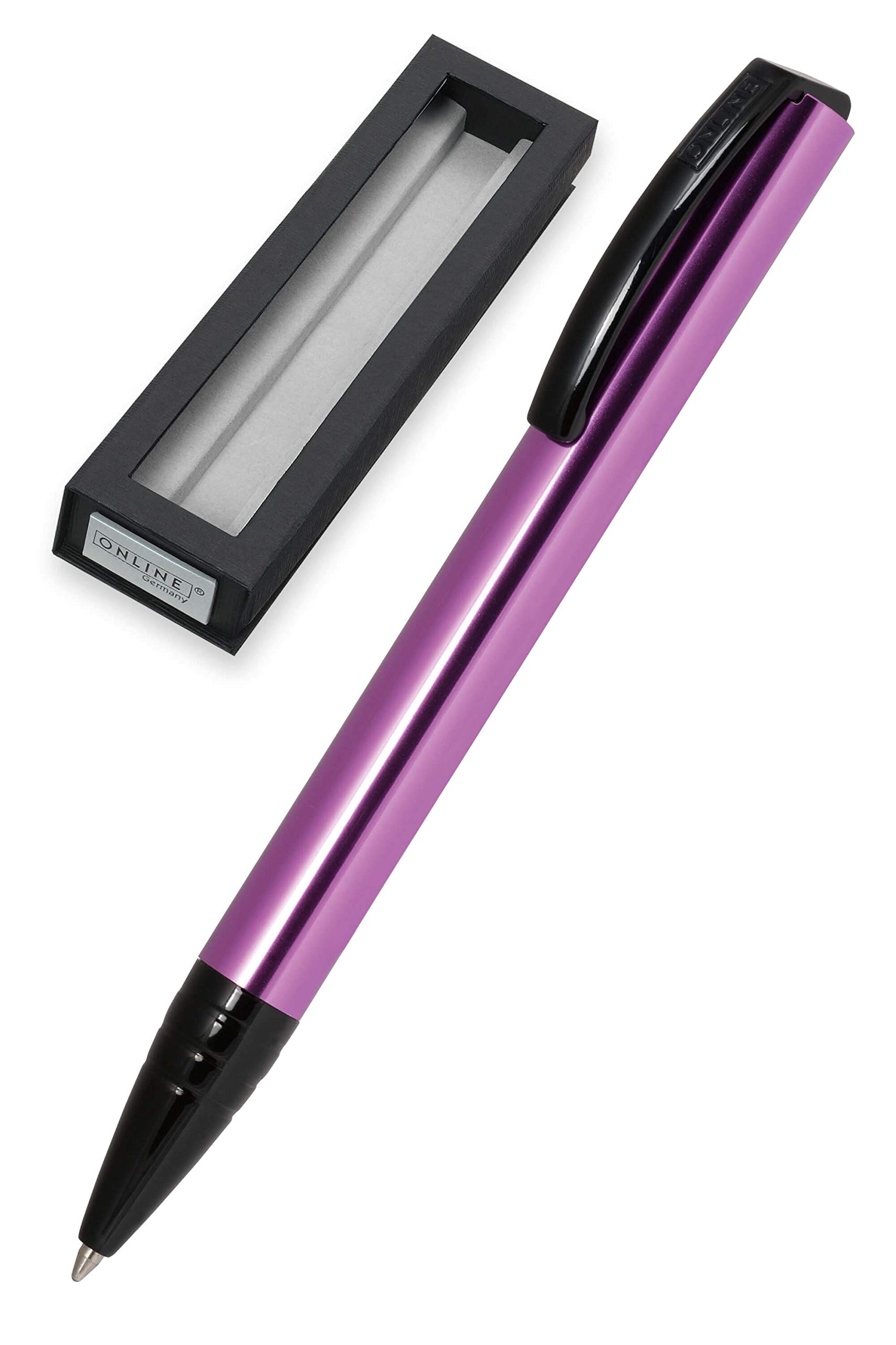 ONLINE Vision Magic Pink 36046 Pure Aluminium Ballpoint Pen with International M Refill - Black Ink - Gift Box