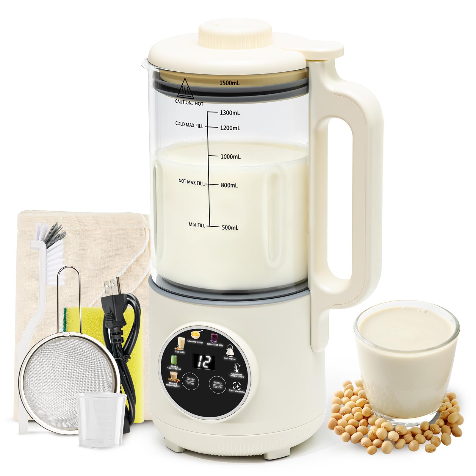 Photo 1 of ***MISSING PARTS***
8-in-1 Nut Milk Maker Machine, 50oz Glass Soy Almond Oat Milk Maker with 20 Blades, Delay Timer, Constant Temperature, Self-Cleaning, Overheat Protection, Recipe Included