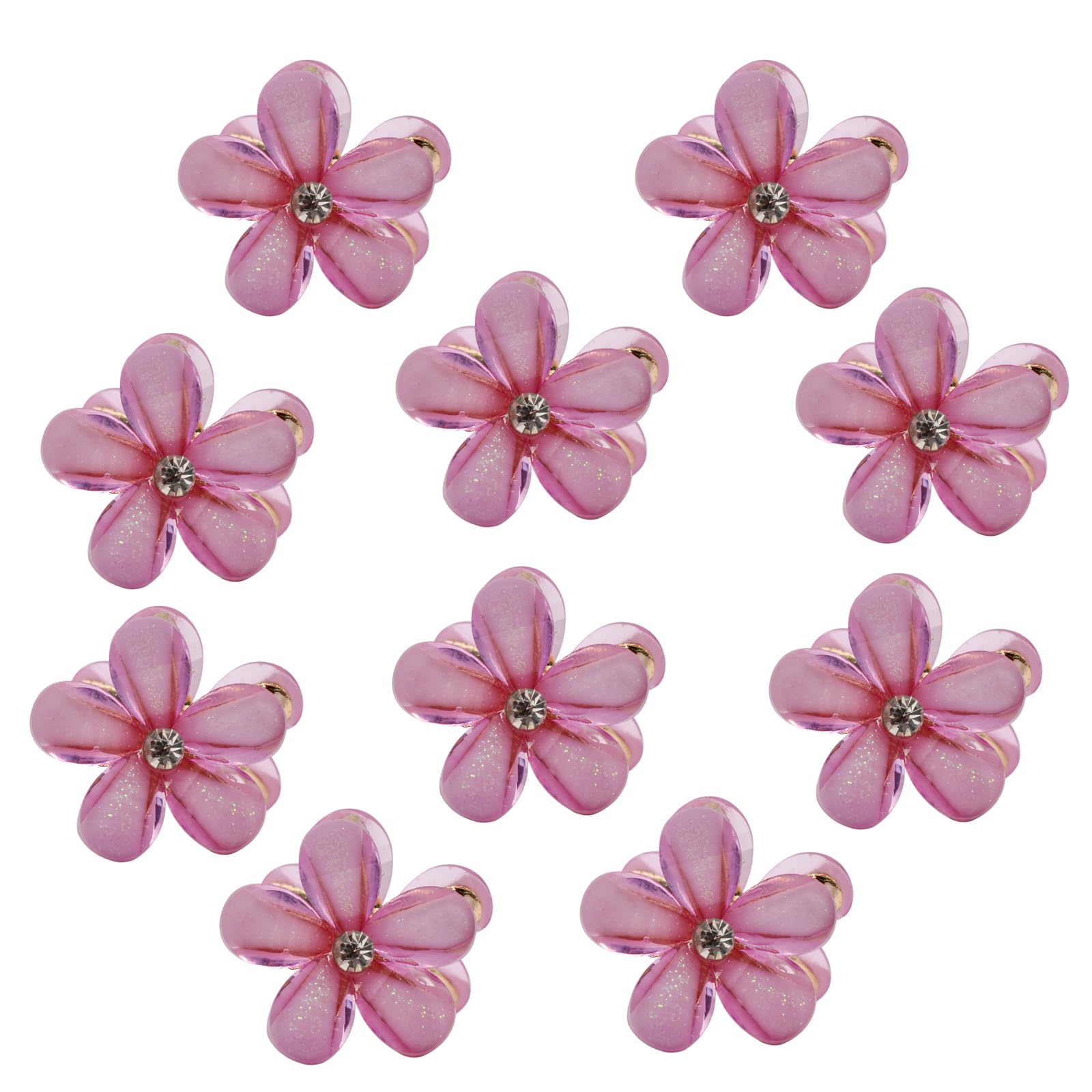 PAITOK Mini Hair Clips, Flower Hair Clips, Flower Clips, Non-Slip Hair Clips for Girls Women for Photos, Daily Party, Wedding Hairstyle Accessories (10 Pieces, Purple)
