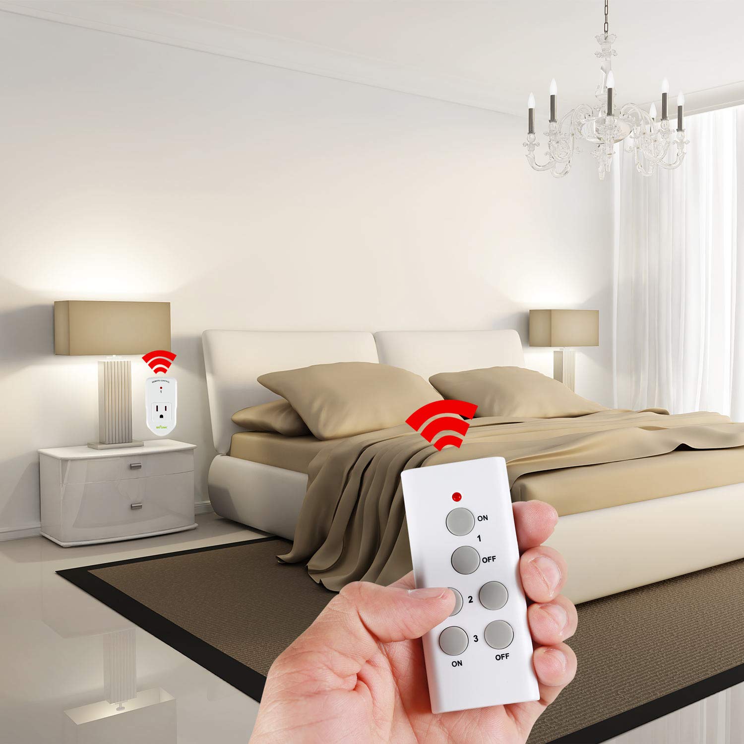 BN-LINK Wireless Remote Control Electrical Outlet Switch for Lights, Fans, Christmas Lights, Small Appliance, Long Range White 10A/1200W, 1 Remote + 1 Outlet: Industrial & Scientific