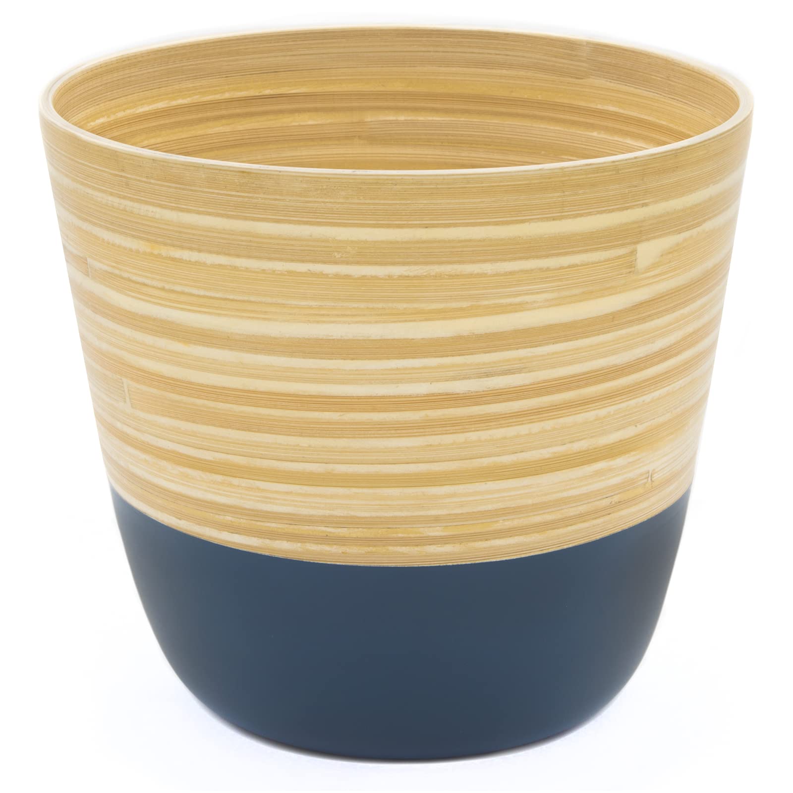 Dehaus® Handmade Bamboo Plant Pot - Medium 17 x 16cm - Decorative Indoor Pots for House Plants, Flowers, Succulents & Herbs - Contemporary Planter, Wooden Planters in Blue, Sage Green, White, & Grey