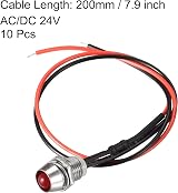 sourcing map AC DC 24V 8mm Red LED Panel Mount Indicator Light Signal Lamp view 2