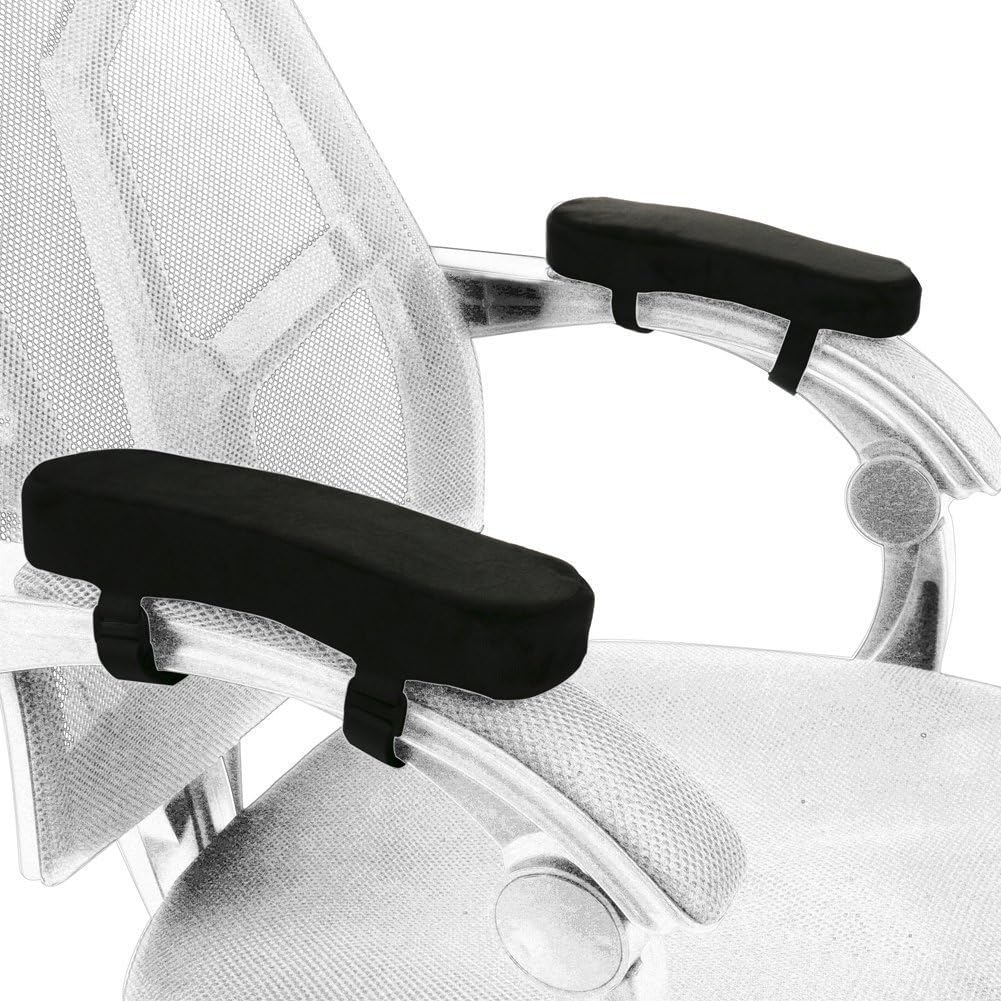 Office Chair Arm Rest Pillow, Fushop armrest Cushion for Home Chair & Wheelchair, Universal Memory Foam armrest Pads, arm Chair Covers for Forearm Pressure Relief (Black Set of 2)