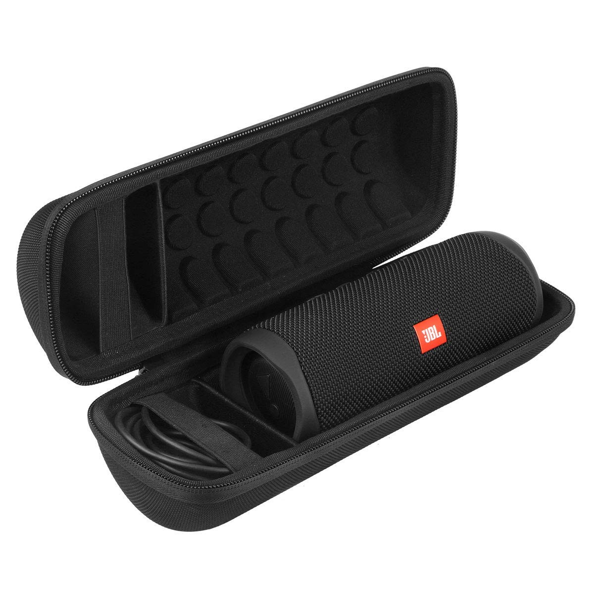 Khanka Hard Travel Case for JBL Flip 7/6/ 5/ Flip Essential Portable Bluetooth Speaker.Fits USB Charger and Cables.(Black，Case only)