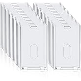 Chinco 30 Pcs Hard Plastic Badge Holder Vertical Clear ID Badge Holders Acrylic Heavy Duty Waterproof Plastic ID Card Holder Transparent Heavy Duty Protector Case for Office School Hospital Lanyard