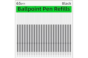 SUNIOINE 65 Pieces Retractable Ballpoint Pen Refills Replacement Ballpoint Pen Refills Ink Pen Refills Black for Journal Writing, Office and School Supplies, 107 mm in Length (Black,0.7 mm)