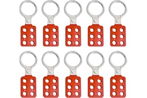 BULANGDI Lock Out Tag Out Hasp,Red 1.5 inch Jaw Diameter Aluminum Lockout Hasp Tamper-Proof Padlock Hasp with Extended Jaw,Nylon Handle,Impact-Resistant(10 Pack)