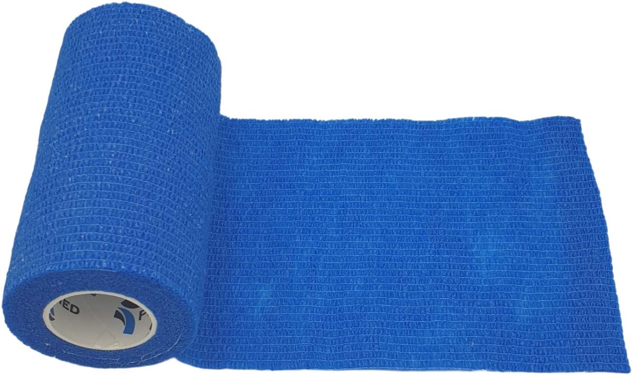 PintoMed, 6X Blue x 10cm x 4.5m Cohesive Bandage Stretched, Self-Adhesive Flexible Bandages - Image 4