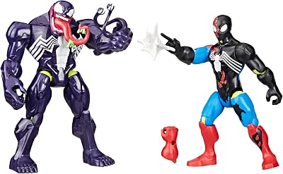 MixMashers Marvel Venom Contre Venomized, Pack de 2 Figurines Personnalisables avec Accessoires, Purple, Red
